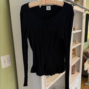 CAbi Black Ribbed Cardigan Sweater